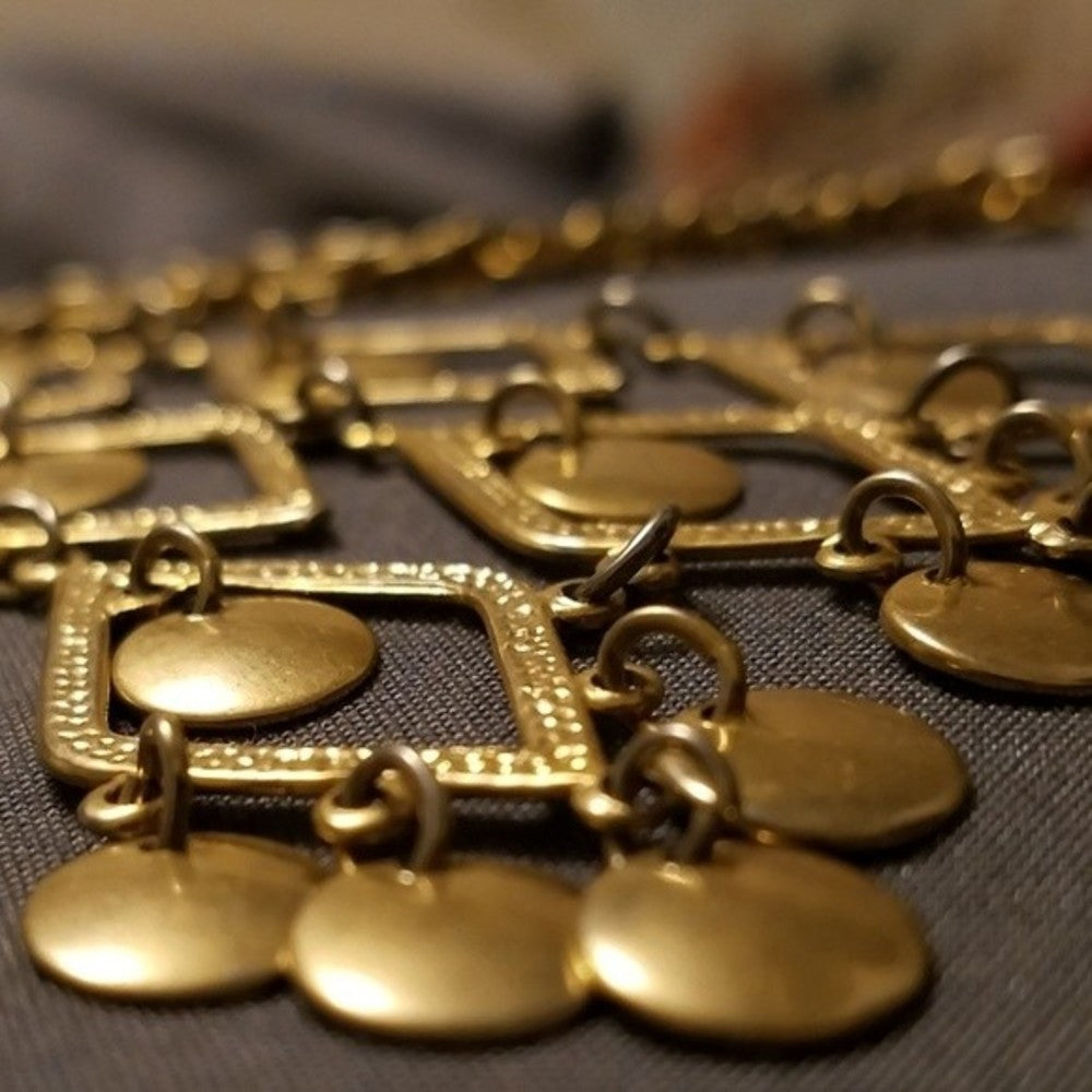 Art Deco Vintage Gold Mesh Statement Necklace