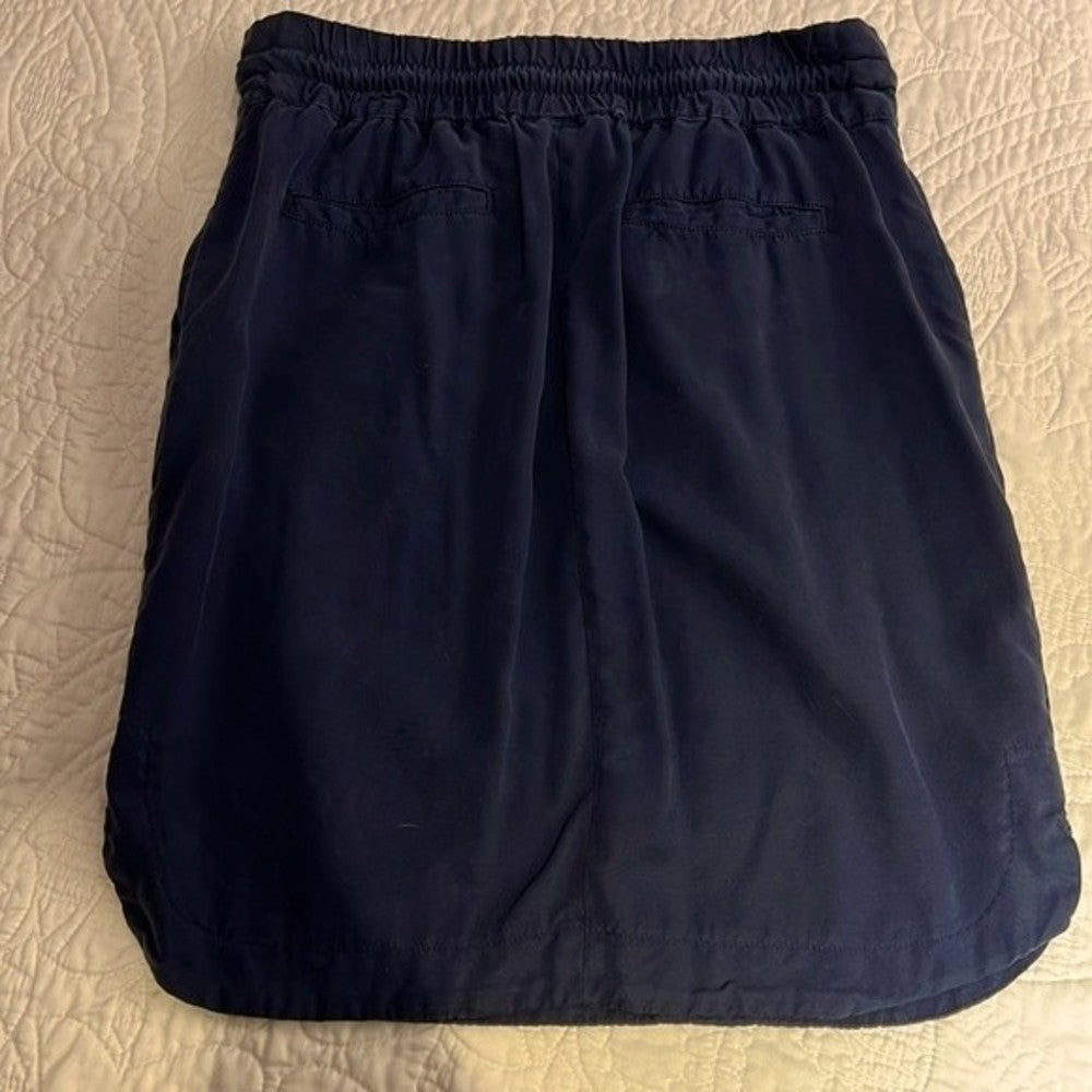 Loft Navy Blue Mini Skirt With Tie Size S Petite