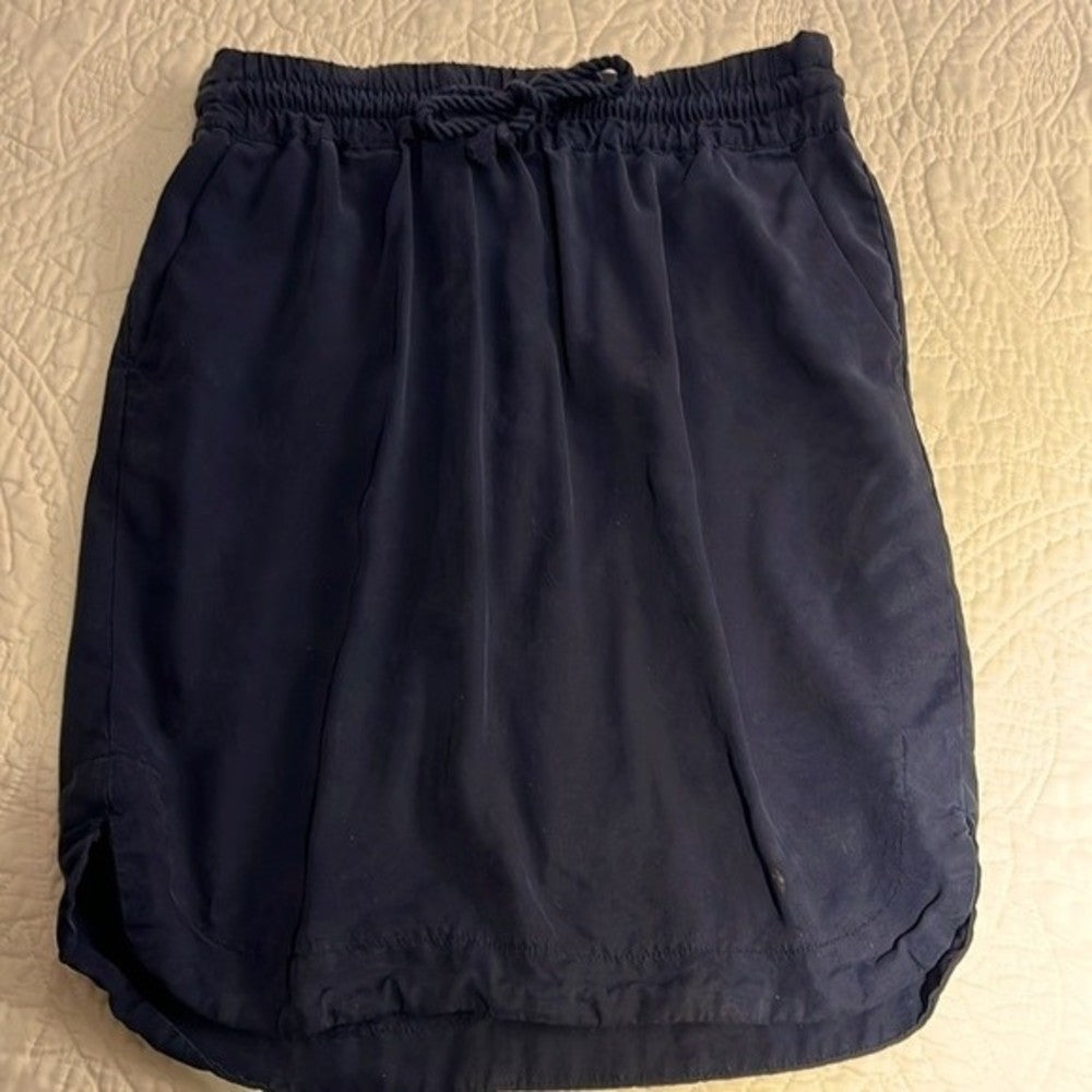 Loft Navy Blue Mini Skirt With Tie Size S Petite