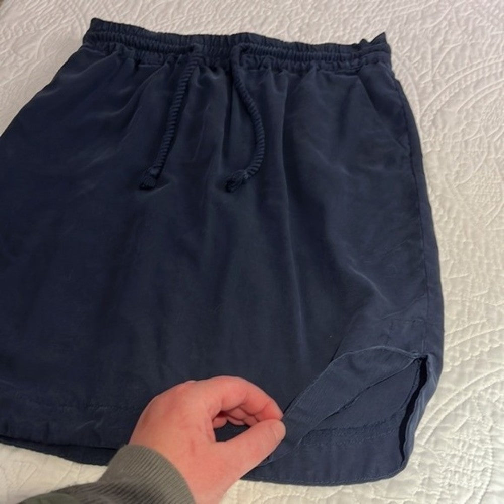 Loft Navy Blue Mini Skirt With Tie Size S Petite