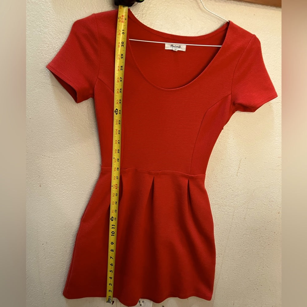 NWOT Madewell Women's Short Sleeved Ribbed A-Line Fit n' Flare Dress w/ Pockets