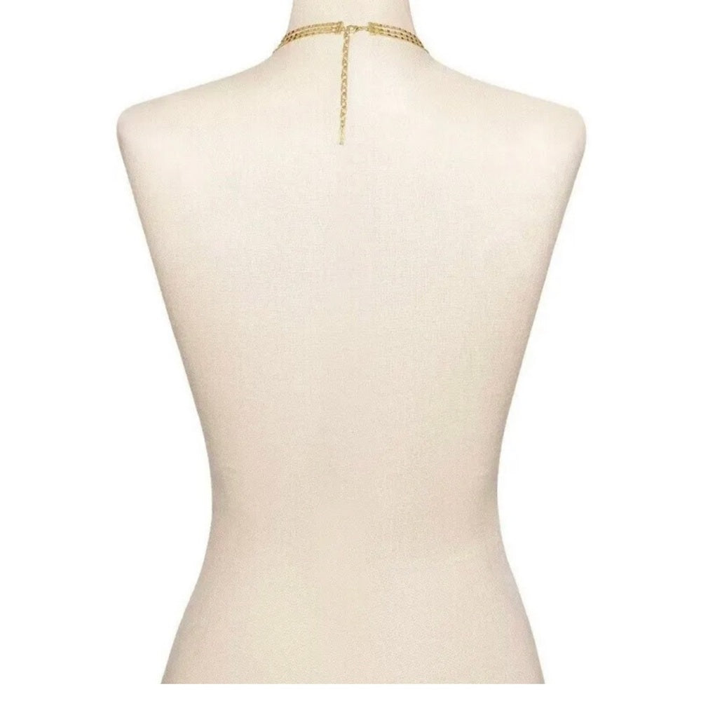 NWOT SUGARFIX by BaubleBar Layered Y Chain Necklace Y Drop Gold Color