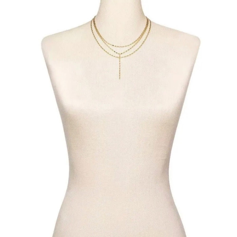 NWOT SUGARFIX by BaubleBar Layered Y Chain Necklace Y Drop Gold Color