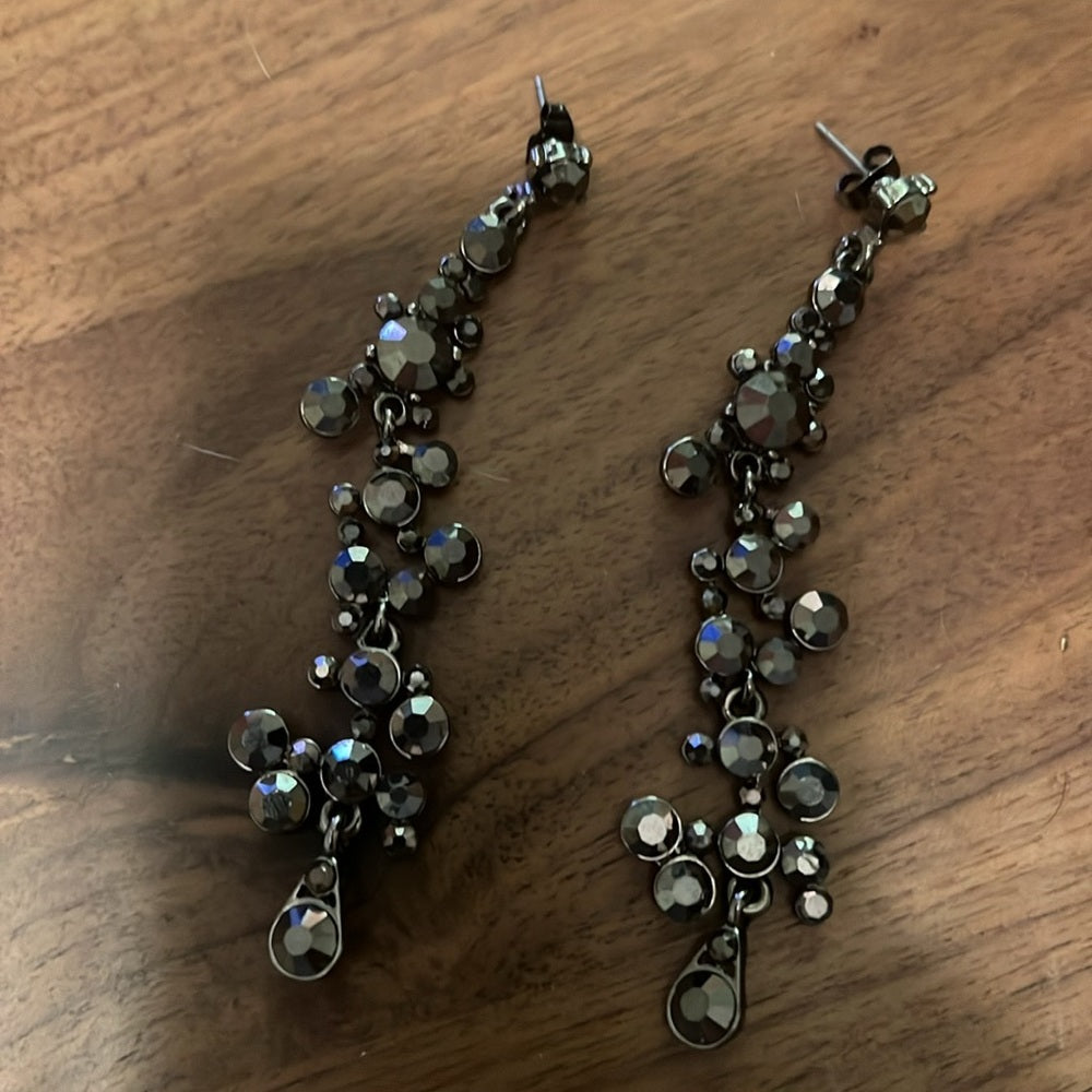 Black Rhinestone Dangle Earrings