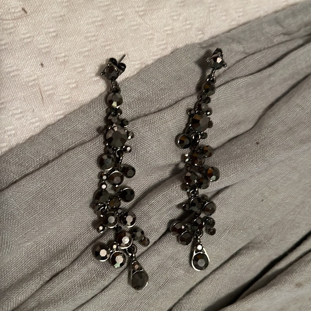 Black Rhinestone Dangle Earrings