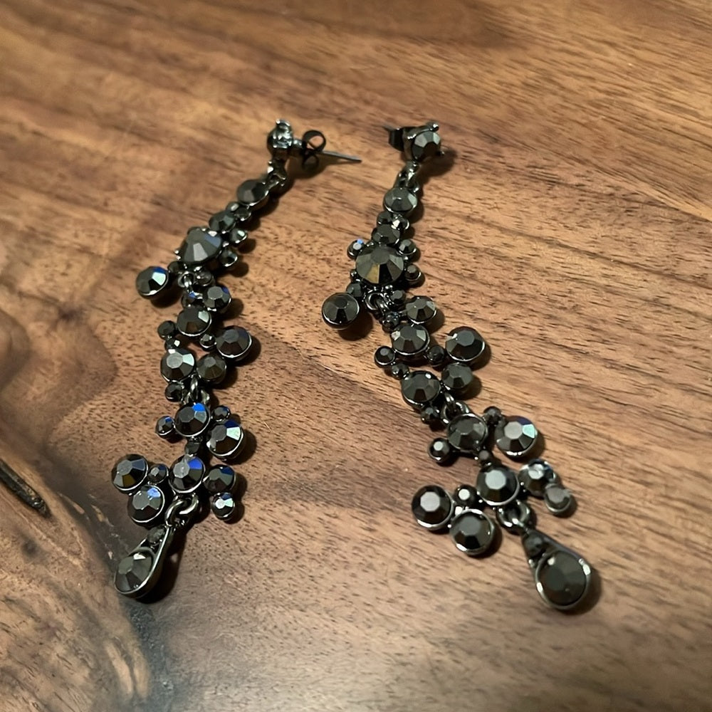 Black Rhinestone Dangle Earrings