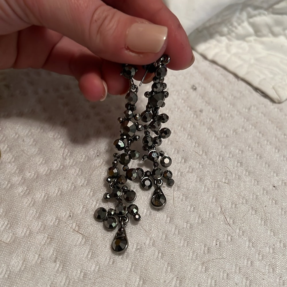 Black Rhinestone Dangle Earrings