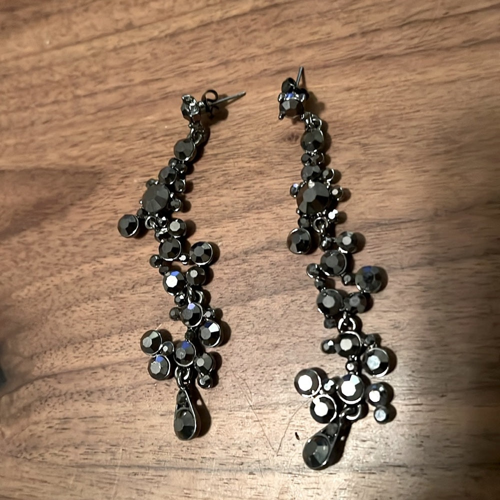 Black Rhinestone Dangle Earrings