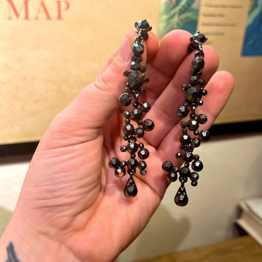 Black Rhinestone Dangle Earrings