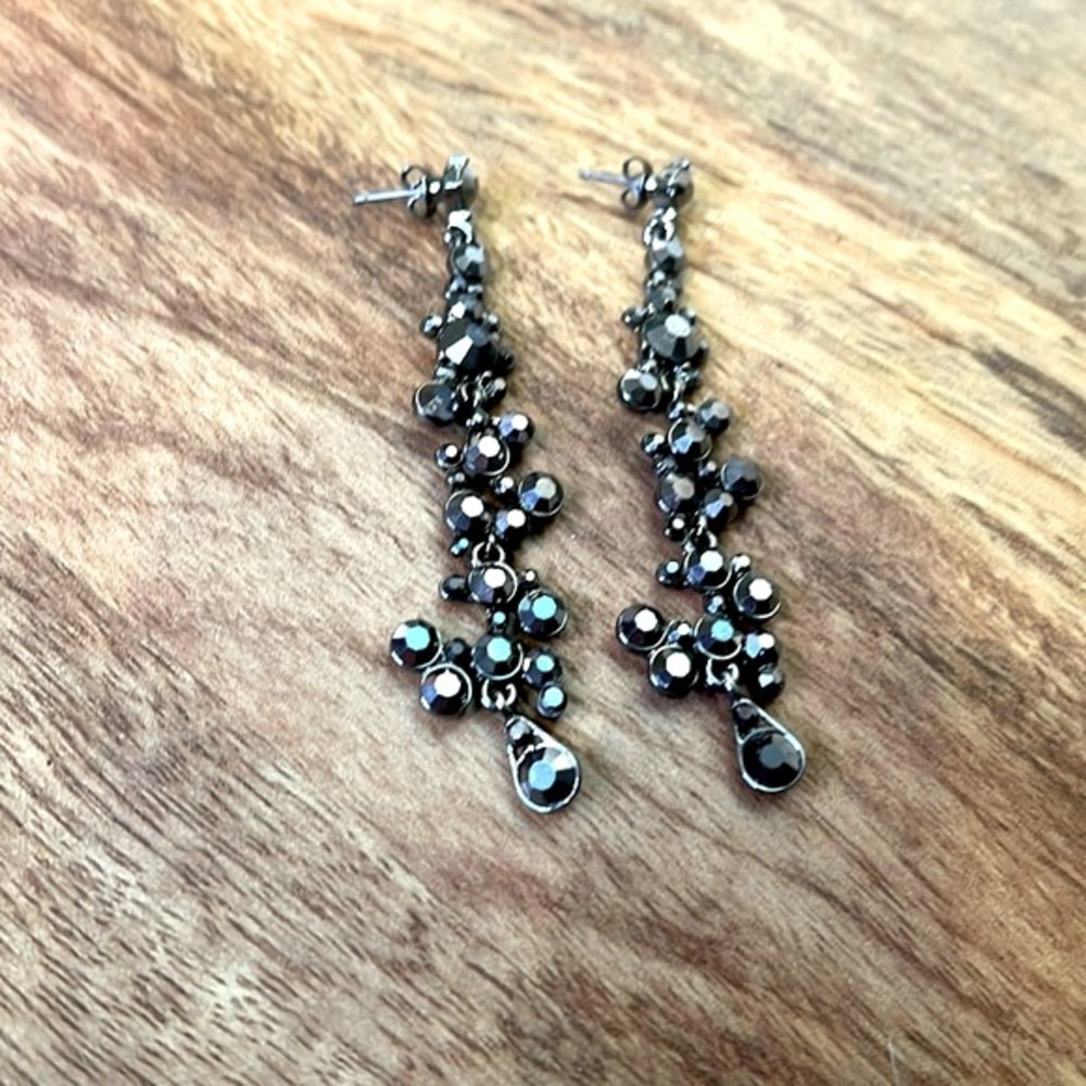 Black Rhinestone Dangle Earrings