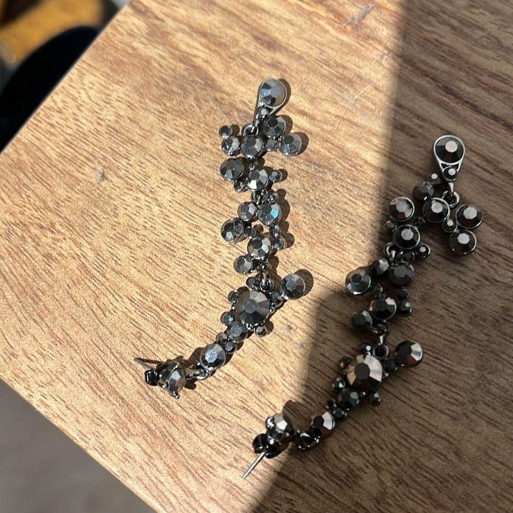 Black Rhinestone Dangle Earrings