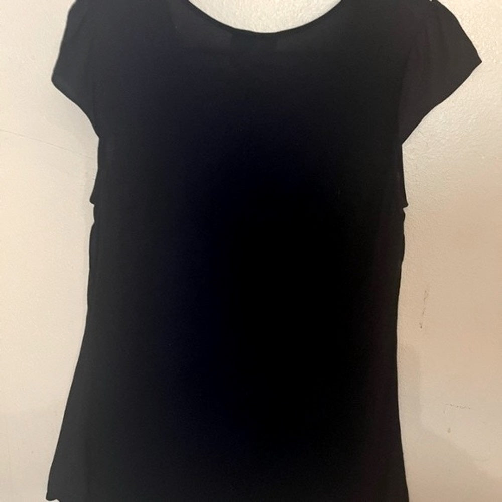 Maeve Navy Blue Viscose V Neck Cap Sleeve Top