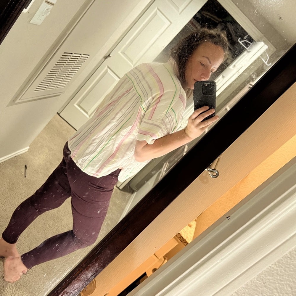 Madewell Linen Blend Daily Shirt in Rainbow Stripe Size Small