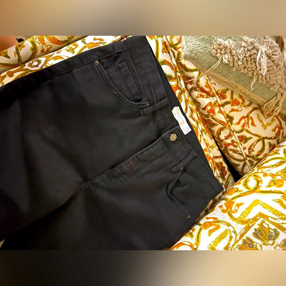 Topshop Womens Jamie High Waisted Skinny Button Fly Jeans Black Petite Size