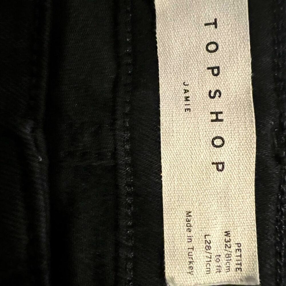 Topshop Womens Jamie High Waisted Skinny Button Fly Jeans Black Petite Size