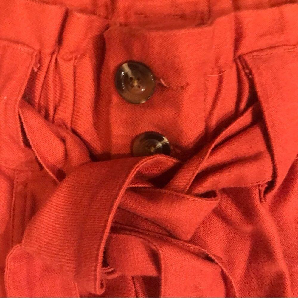WHO WHAT WEAR Womens orange tie waist pants 100% cotton size 12