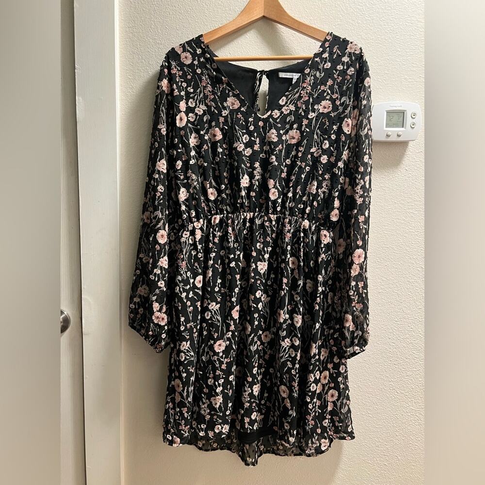 NWT Collective Concepts by Stitch Fix Floral Crochet Trim Detail Dress Blk XXL