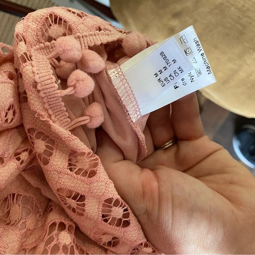NWOT Pink Glam Cocktail Crochet Pom Pom Punk Dress, Lined, M