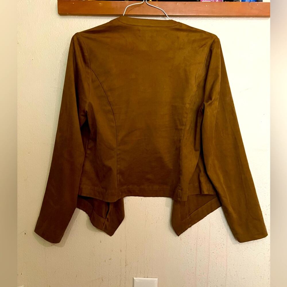 NWOT Torrid Faux Suede Layered Drape Open Front Jacket Tan Size 0/US 12-14
