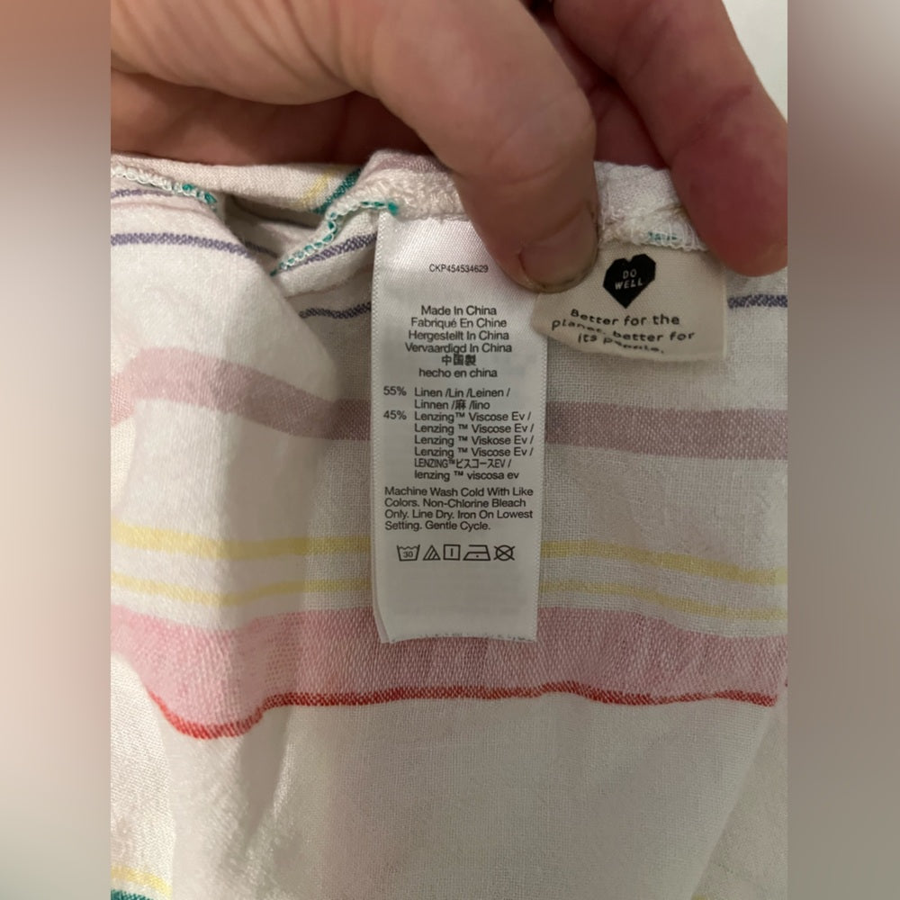 Madewell Linen Blend Daily Shirt in Rainbow Stripe Size Small