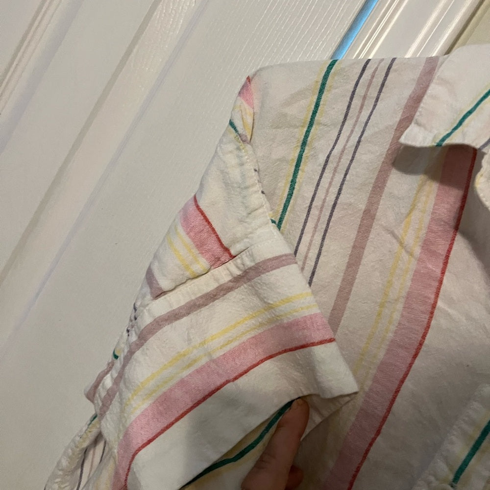 Madewell Linen Blend Daily Shirt in Rainbow Stripe Size Small