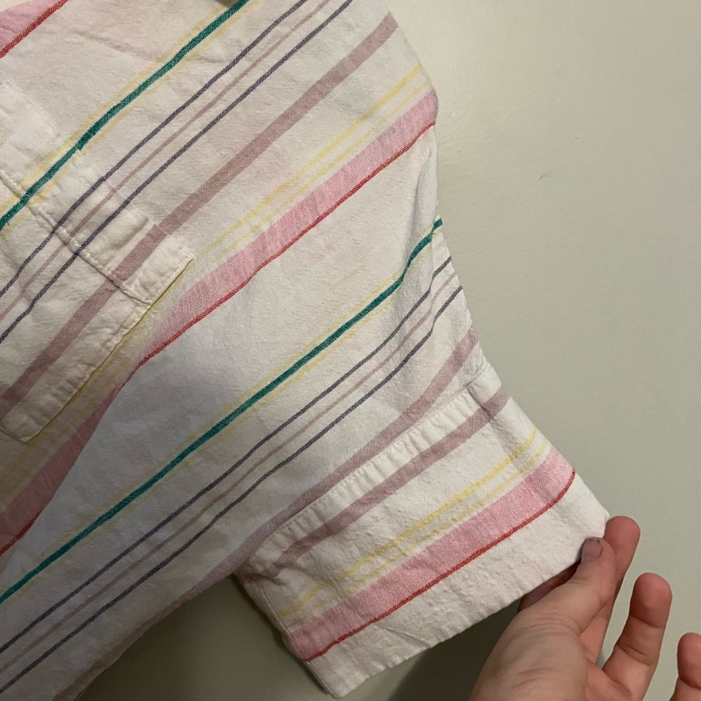 Madewell Linen Blend Daily Shirt in Rainbow Stripe Size Small
