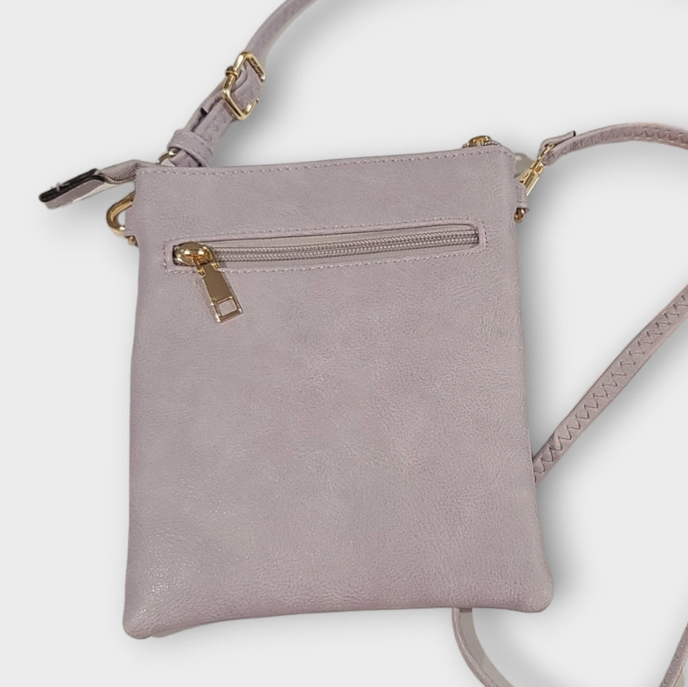 Vegan Leather Functional Multipocket Lavender Crossbody Bag by Isabelle