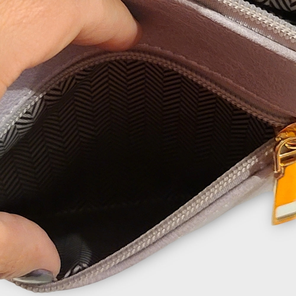 Vegan Leather Functional Multipocket Lavender Crossbody Bag by Isabelle