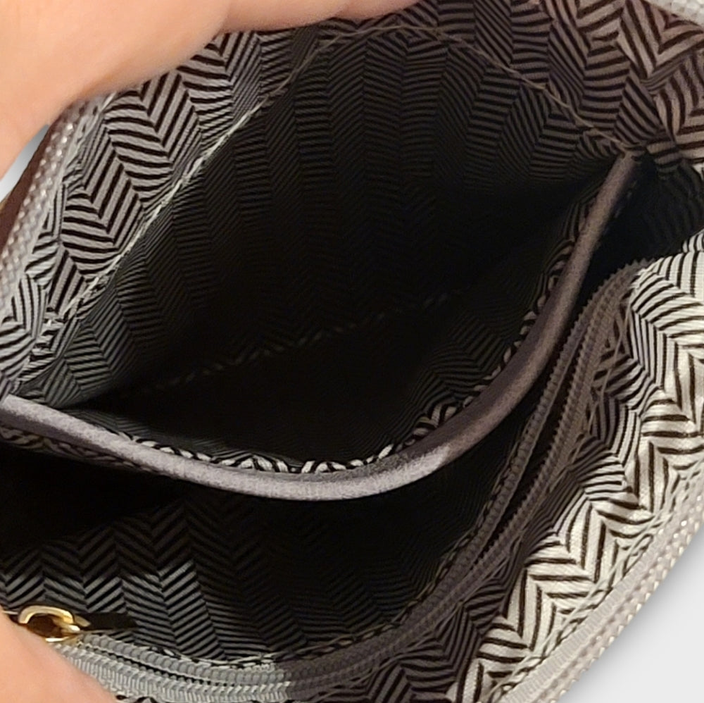 Vegan Leather Functional Multipocket Lavender Crossbody Bag by Isabelle