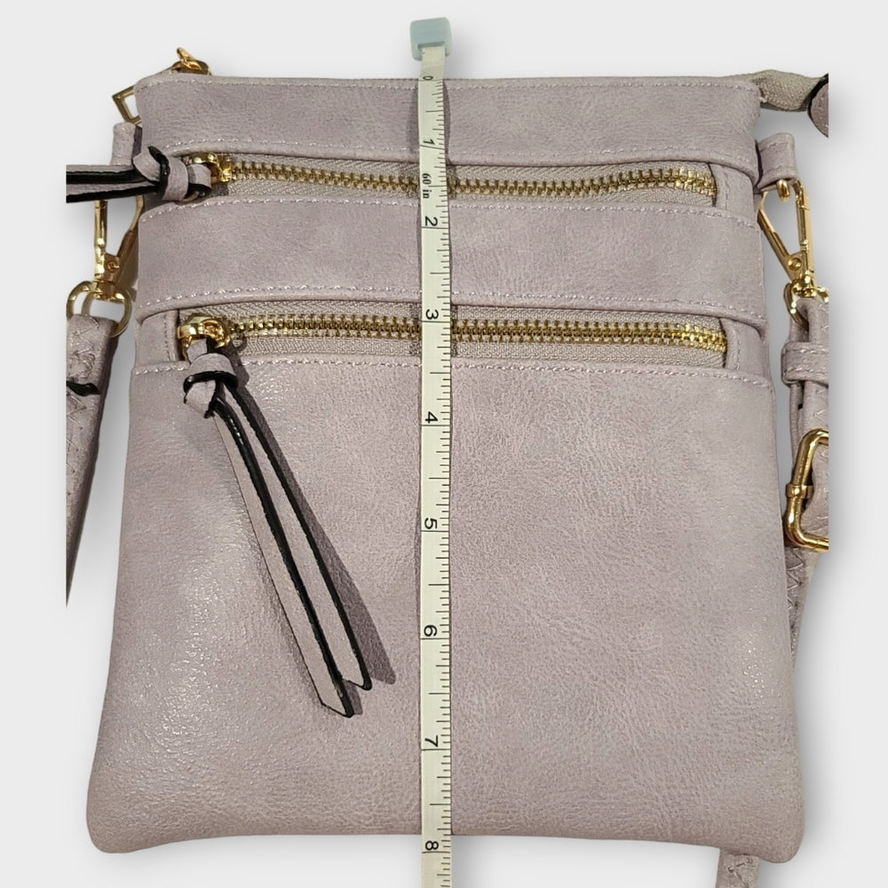 Vegan Leather Functional Multipocket Lavender Crossbody Bag by Isabelle