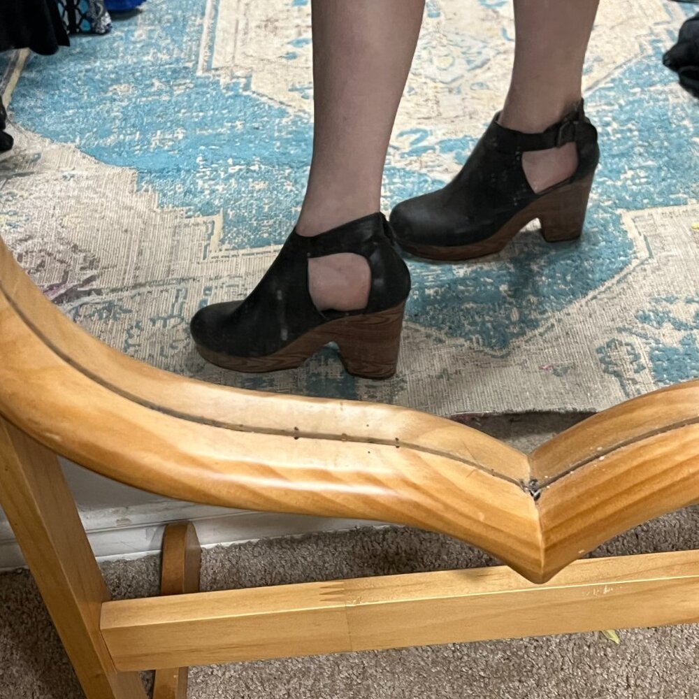 Natural Reflections Ancora Black Wedge Clog Ankle Boot size 7.5