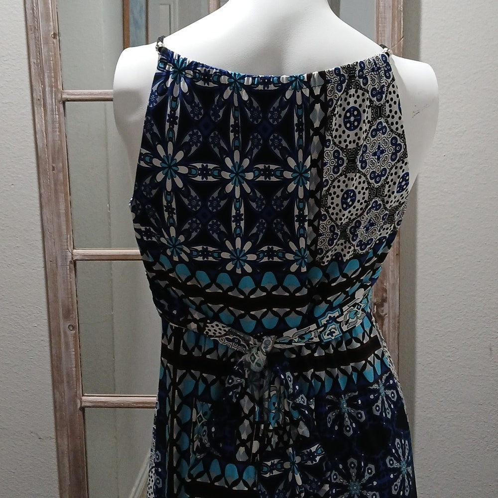 Sheri Martin New York Women's Maxi Dress Tie-Back Blk Braided Straps Size 6
