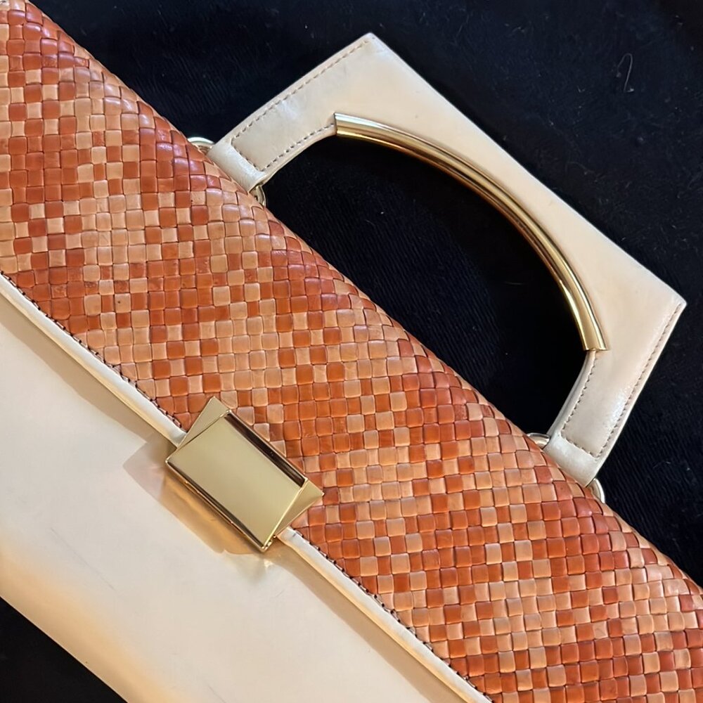Authentic Vintage Jane August Patchwork Italian Leather Clutch RARE