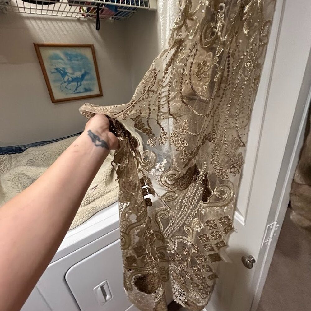 Women's Lace Embellished Open Front Floor Length Tunic Cover-up OS