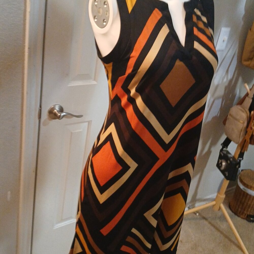 Vintage Retro Emma & Michele Geometric Midi Dress size Small