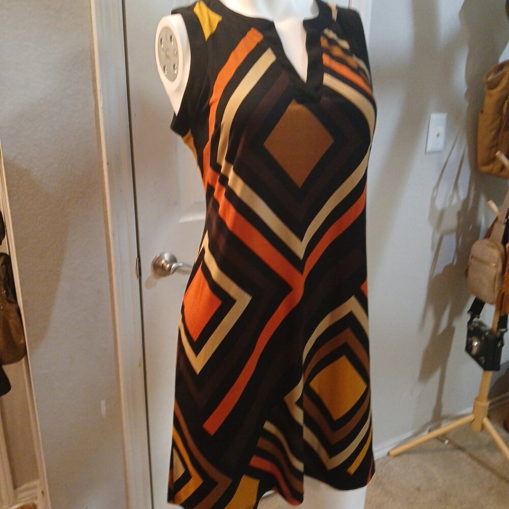Vintage Retro Emma & Michele Geometric Midi Dress size Small