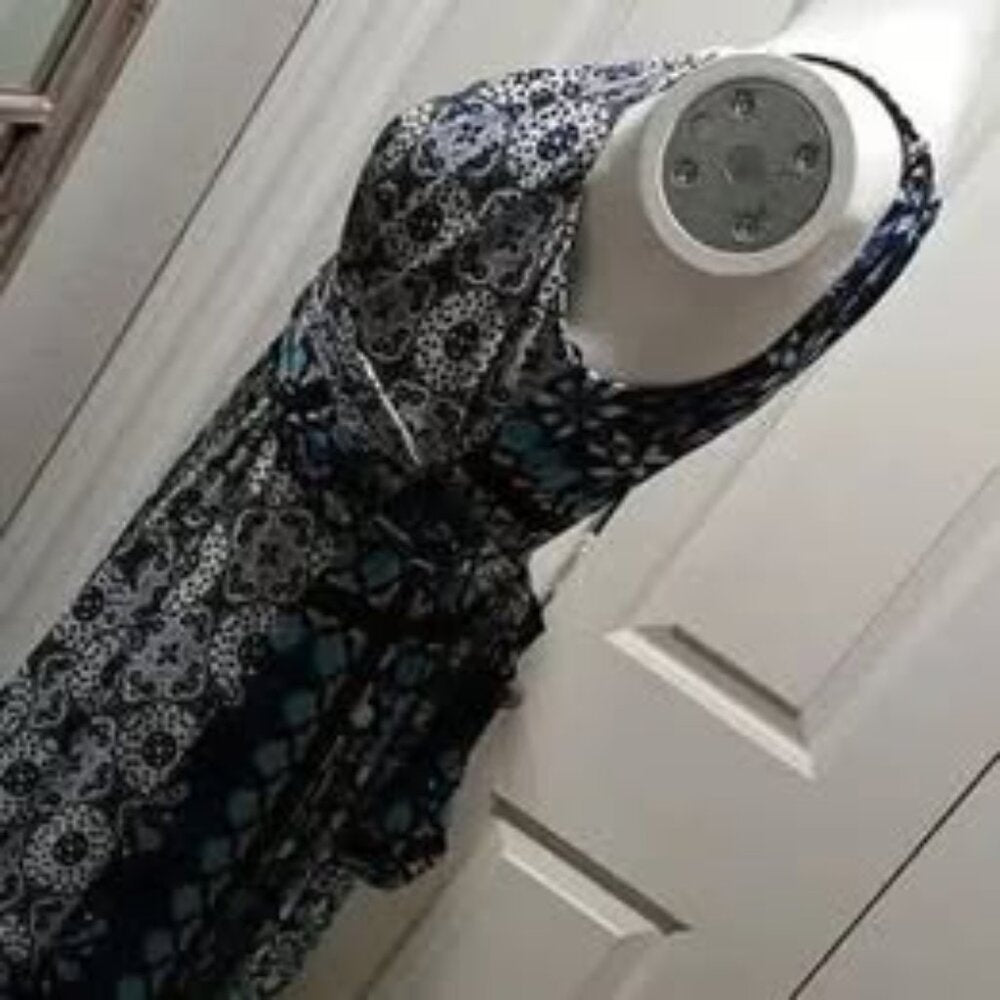 Vintage Sheri Martin New York Women's Maxi Dress Tie-Back Blk Braided Straps S