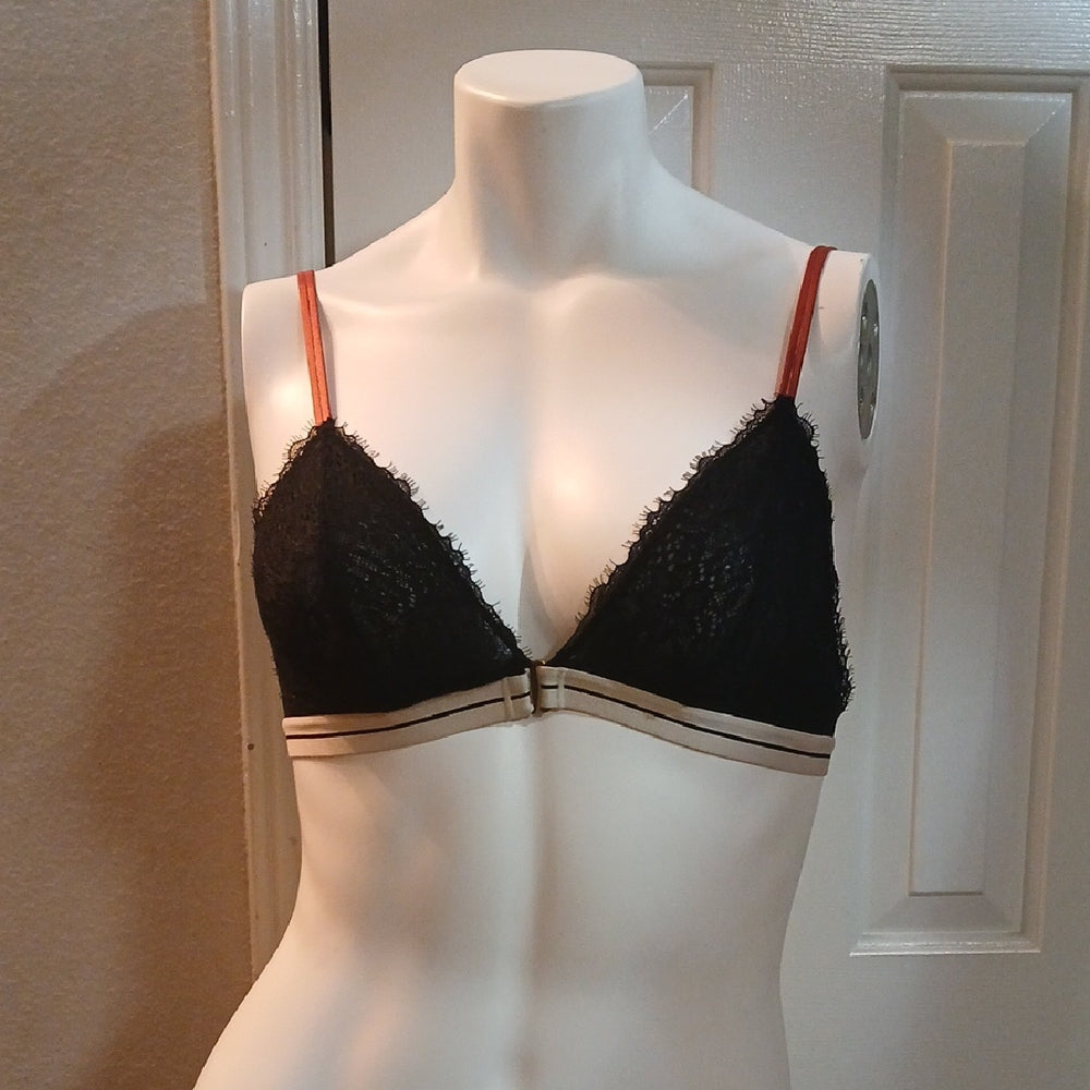 Source Unknown Black and Tan Lace Bralette