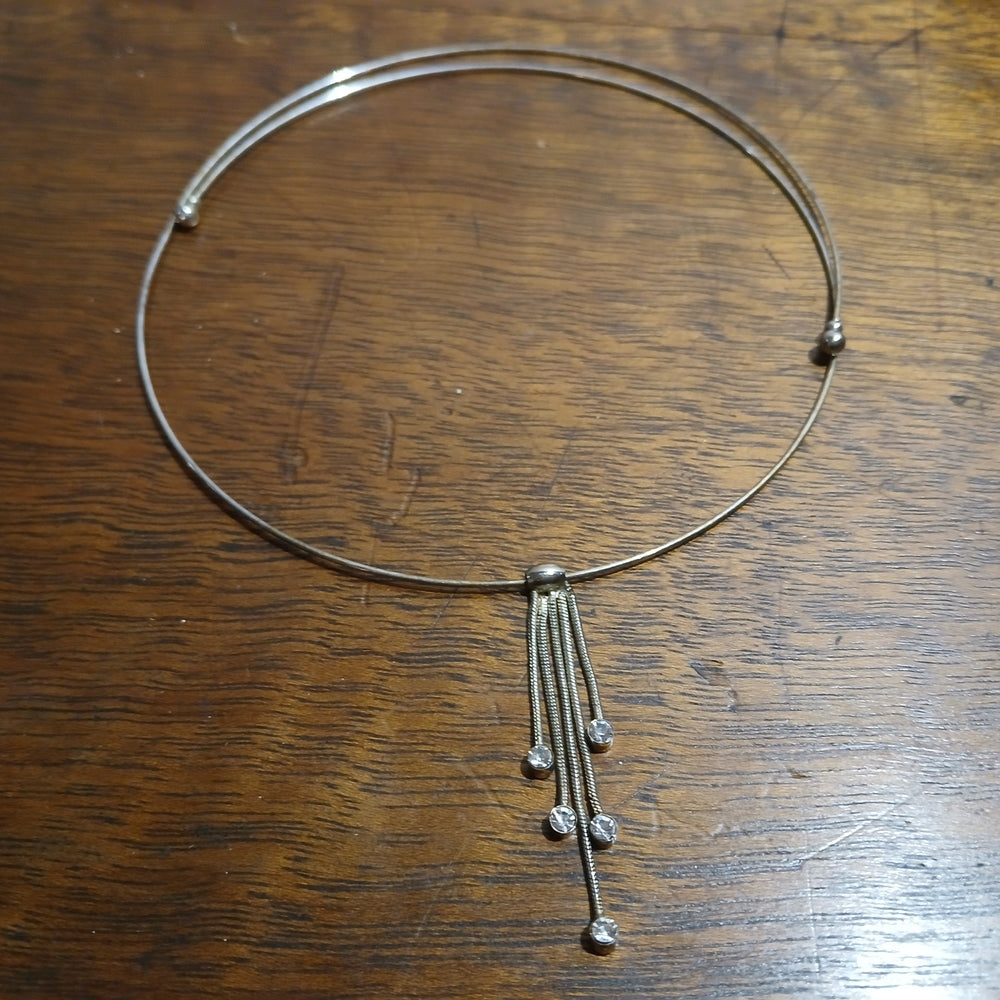 Elegant Vintage Silver Choker with Tassel Design 15" Adjustable