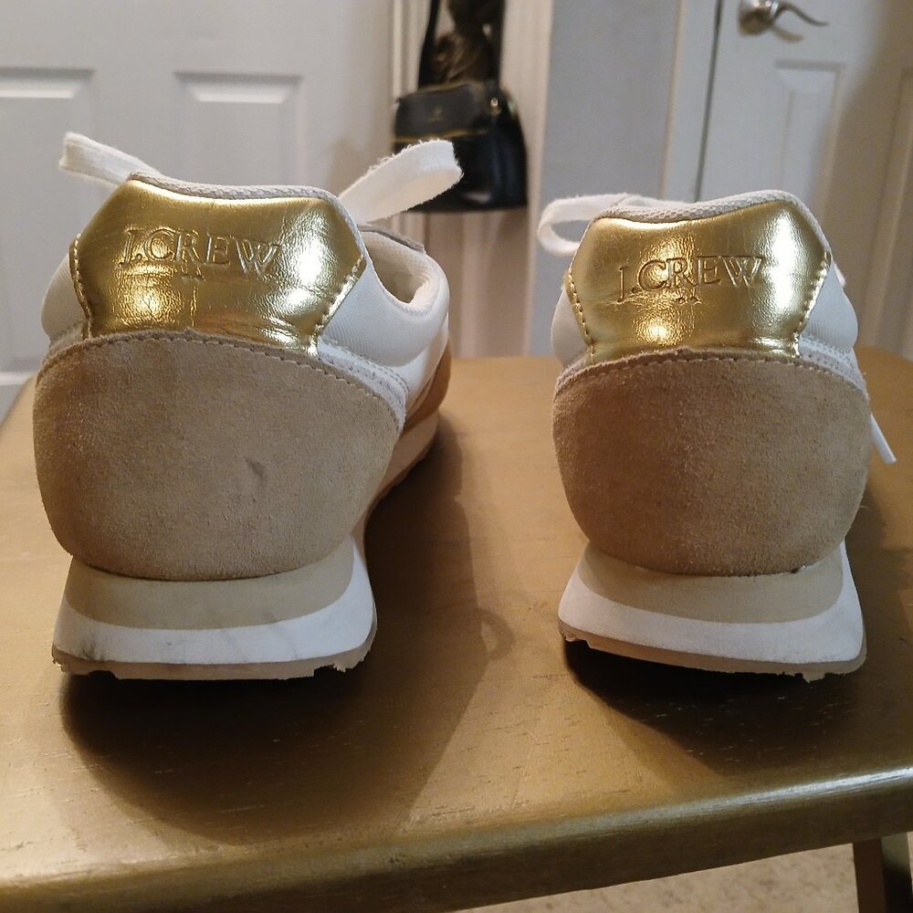J. Crew Tan and White Leather Sneakers Size 8.5