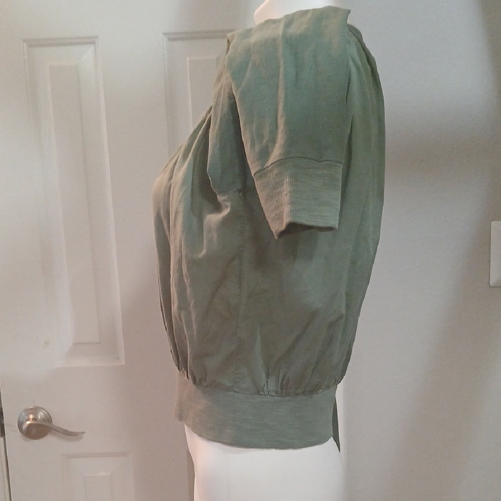 Anthropologie Hei Hei Hilltop Cotton Linen BIend Sage Green Bomber Jacket Size S