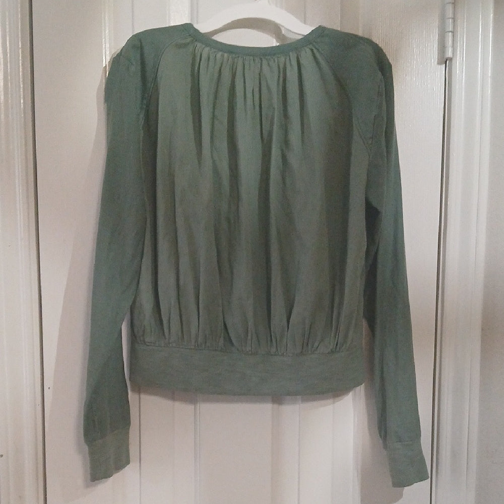 Anthropologie Hei Hei Hilltop Cotton Linen BIend Sage Green Bomber Jacket Size S