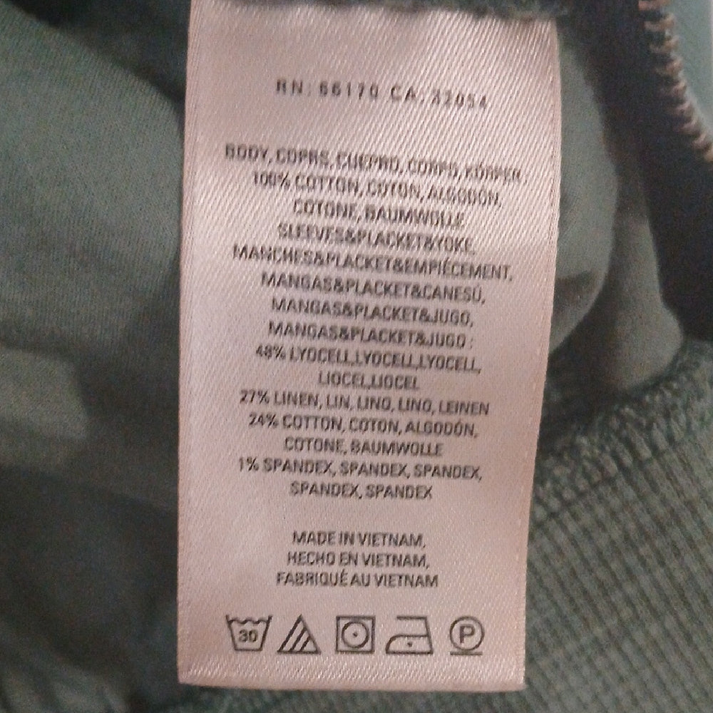 Anthropologie Hei Hei Hilltop Cotton Linen BIend Sage Green Bomber Jacket Size S