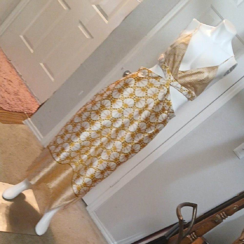 House of Harlow 1960 Gold and Cream Geometric Dress size Large