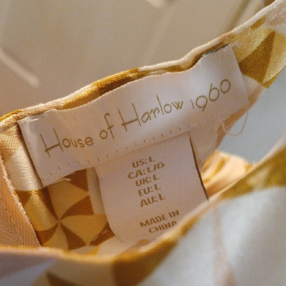 House of Harlow 1960 Gold and Cream Geometric Dress size Large