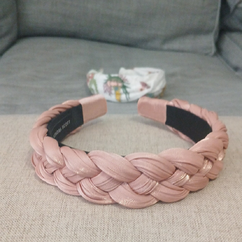 (2) Kendra Scott Floral and Braided Headband Duo - Pink and White