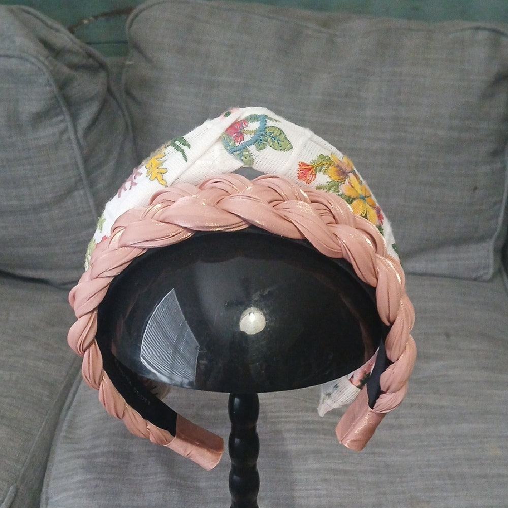 (2) Kendra Scott Floral and Braided Headband Duo - Pink and White