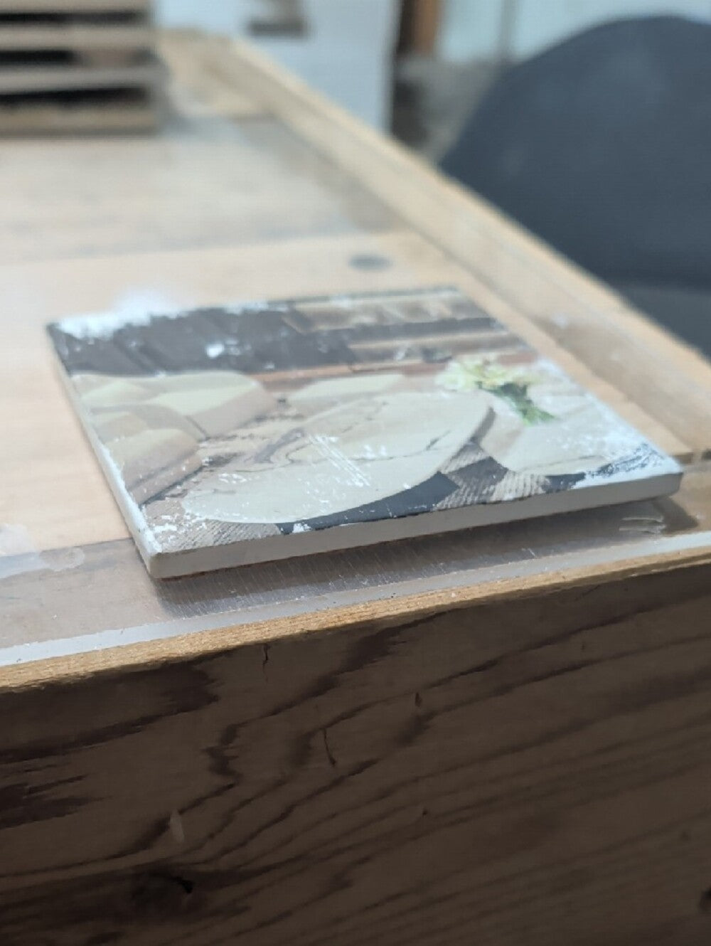 Decorative Beige Marble-Style Art Print Coaster Handcrafted