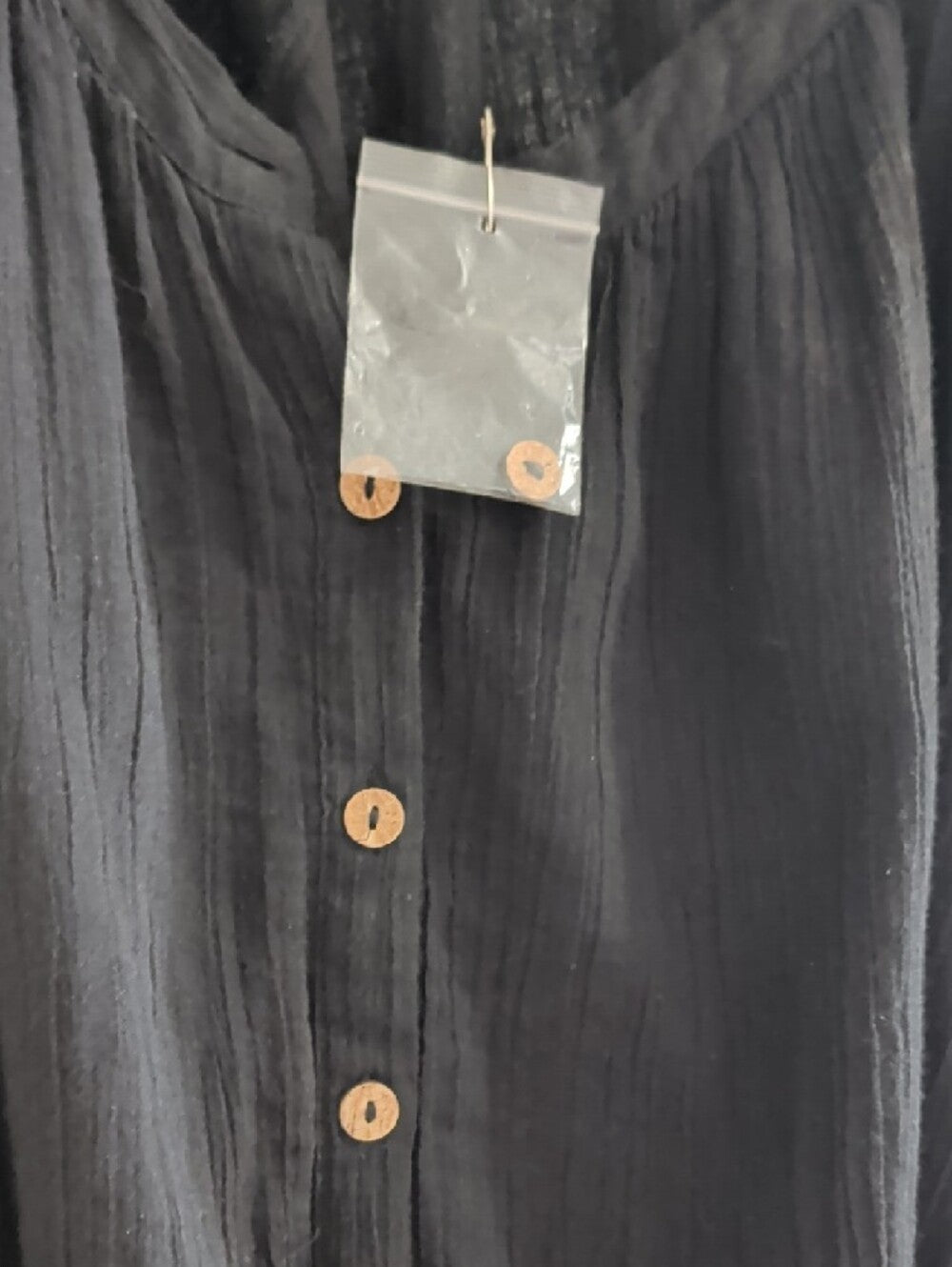 Free People Black Button-Front Peasant Dress Women's Medium