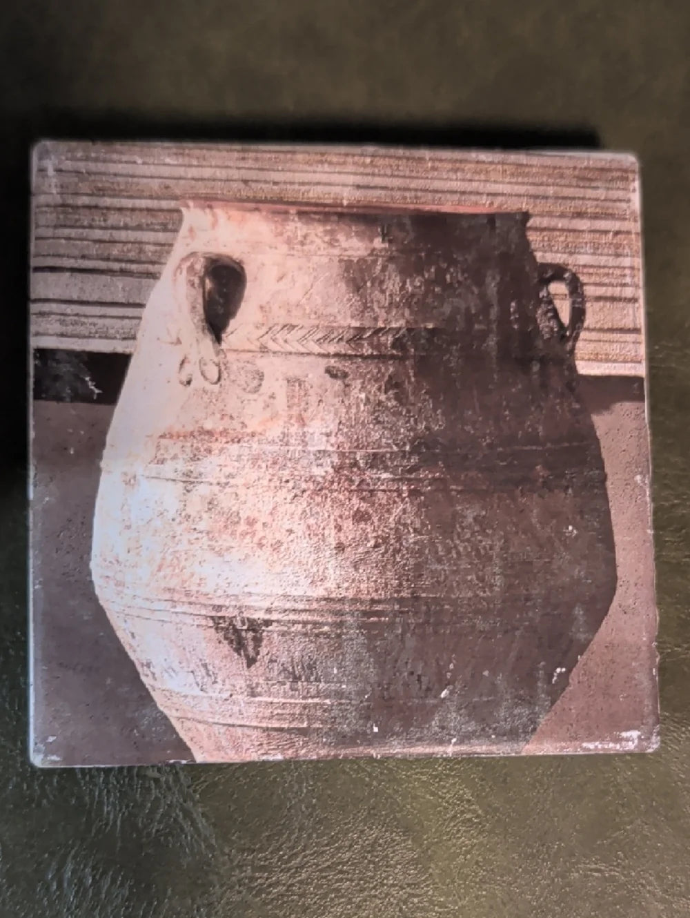Rustic Terracotta Pot Canvas Art Coaster- Brown MCM Handcrafted